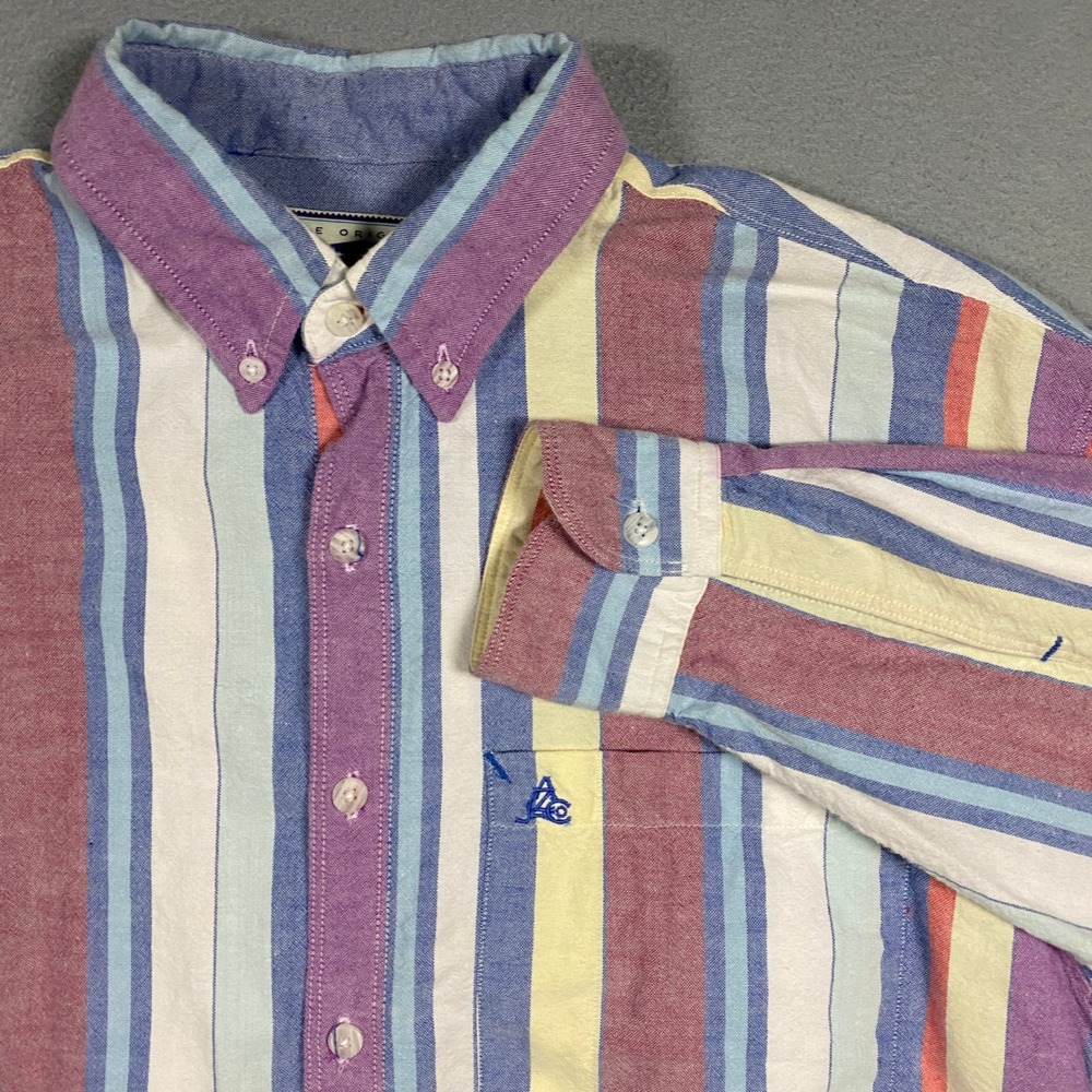 Arizona Jean Company Button Down Shirt Mens Medium Multicolor Striped Cotton